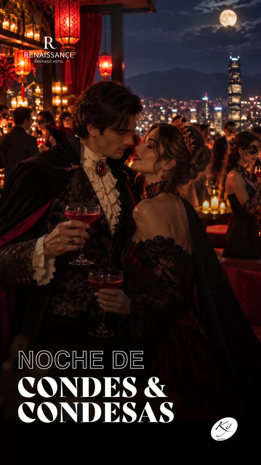Halloween de época: el Renaissance Santiago celebra la «Noche de Condes & Condesas» en su rooftop
